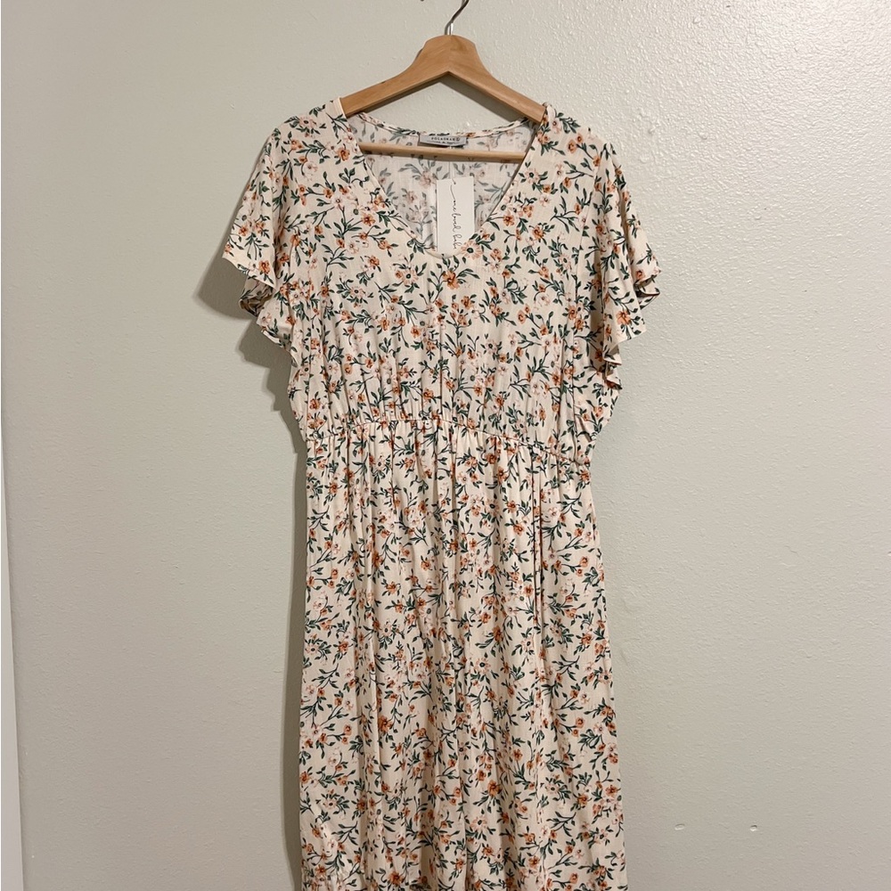 Flutter Sleeve Floral Dress